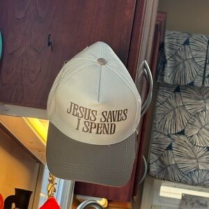 Jesus Saves I Spend Embroidered Two-Tone Cap - Beige/Olive